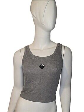 Obsessive Love Grey Ribbed 8-Ball Graphic Tank Top Size S